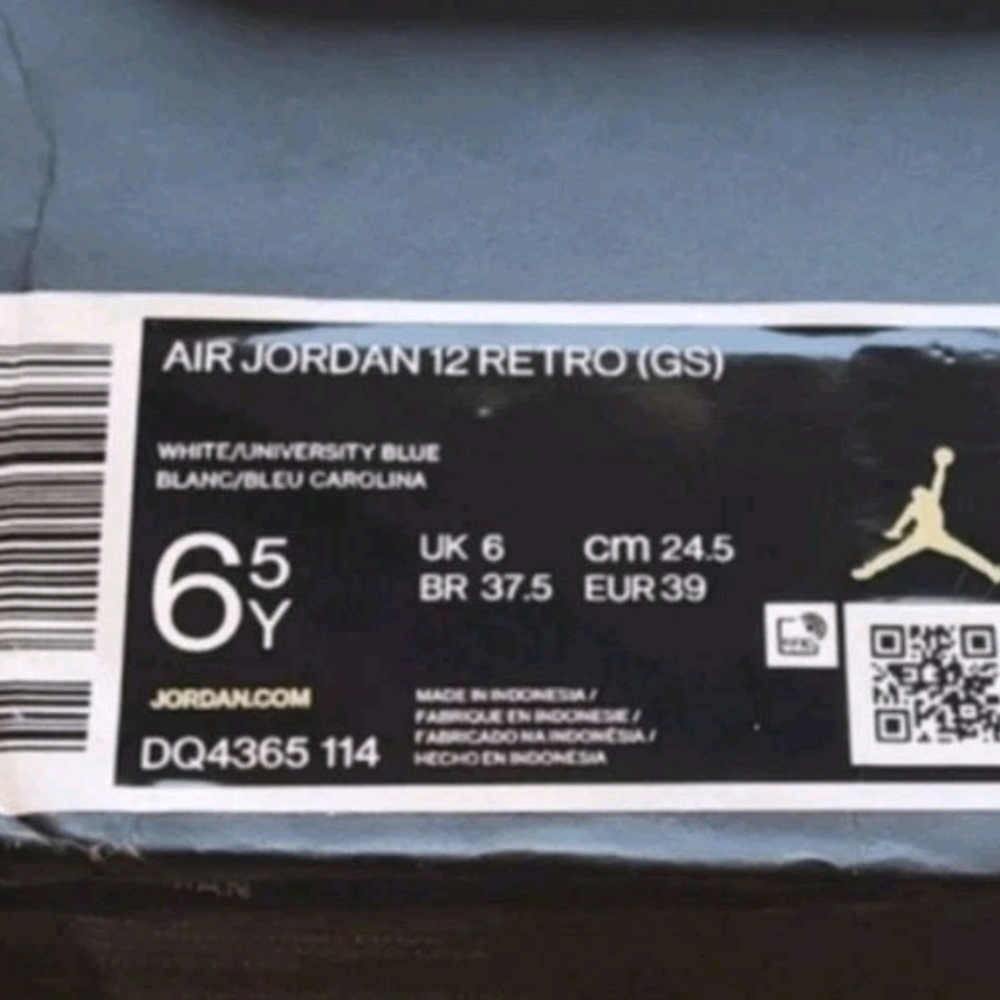 Jordan 12 Retro Sneakers Emoji White/University Blue GS Youth Big Kid 6.5/W 8 - Picture 10 of 11